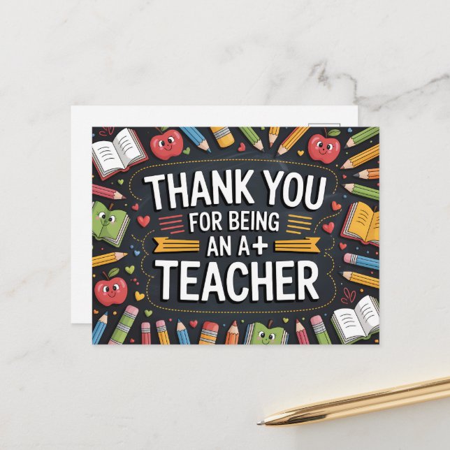Thank you Teacher Appreciation  Postcard (Front/Back In Situ)
