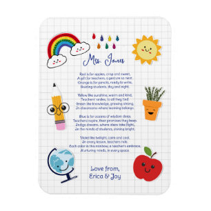thank you teacher Appreciation rainbow cloud poem Magnet