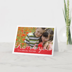 Thank You Teacher Appreciation Red Cutouts Photo Card