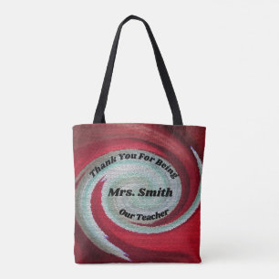 Thank You Teacher Appreciation Red Swirl Artistic Tote Bag
