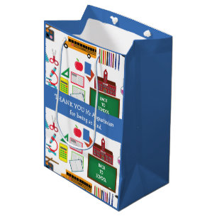 THANK YOU Teacher Appreciation School BLUE Medium Gift Bag