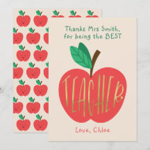 Thank You Teacher, Best Ever Teacher, Cute Apple