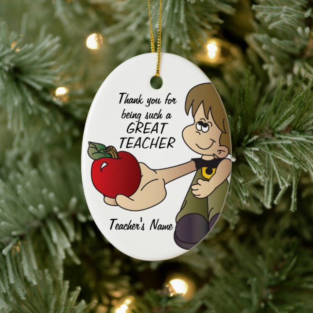 Thank You - Teacher - Boy Ceramic Tree Decoration (Tree)