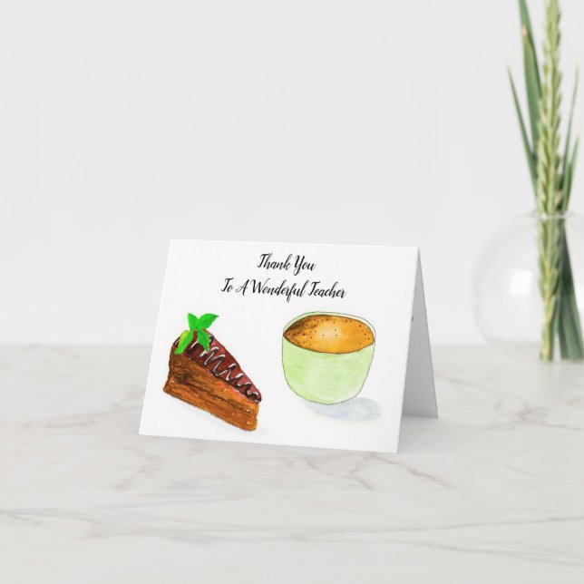 Thank You Teacher Chocolate Cake & Coffee Card (Front)