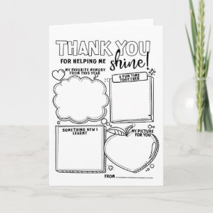 Thank you teacher colouring gift card