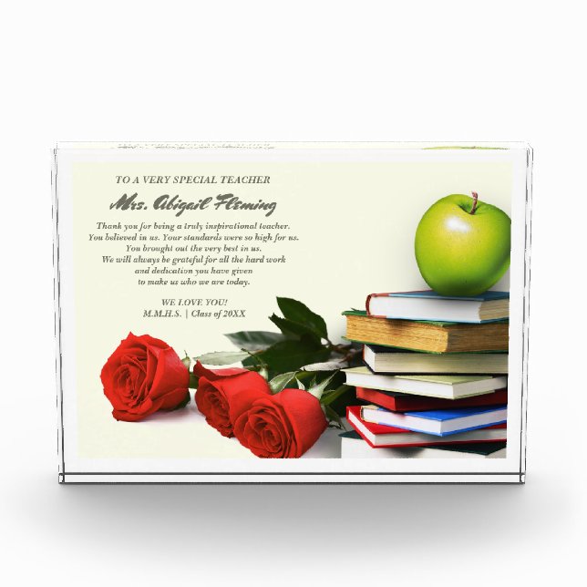 Thank You, Teacher. Custom Name Gift  Photo Block (Front)