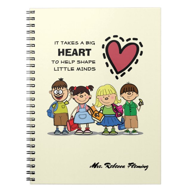 Thank You, Teacher. Custom Name Gift  Spiral Notebook (Front)