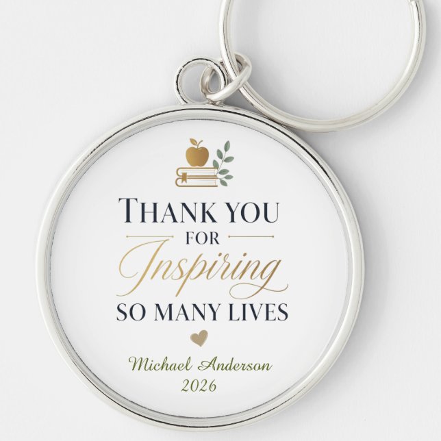 Thank You Teacher Custom Name Key Ring (Front)