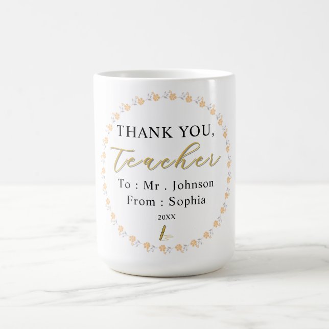 Thank You Teacher – Custom Name Mug Gift (Center)