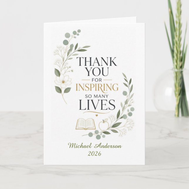 Thank You Teacher Custom Name Retirement Card (Front)