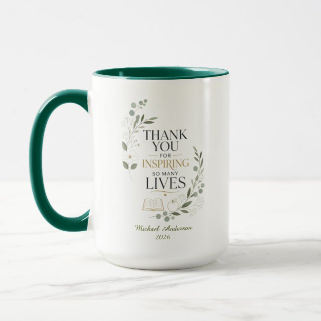 Thank You Teacher Custom Name Retirement Mug (Left)