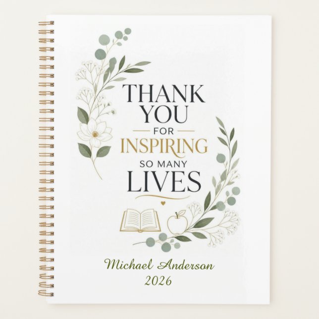 Thank You Teacher Custom Name Retirement Planner (Front)