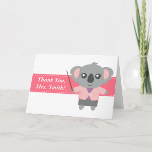 Thank You Teacher, Cute Koala Bear, Appreciation Card