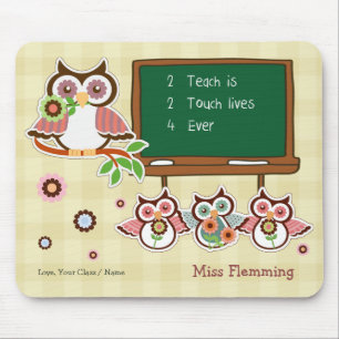 Thank You, Teacher. Cute Owls Custom Name Mouse Pad