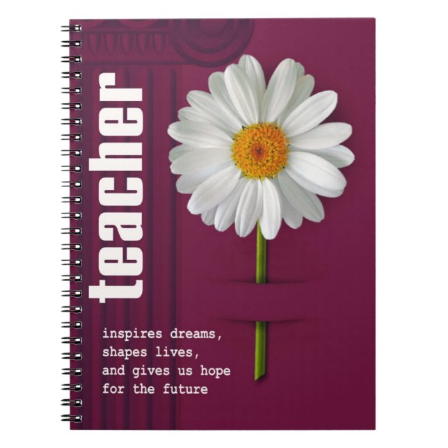 Thank You, Teacher. Daisy Gift  Spiral Notebook (Front)