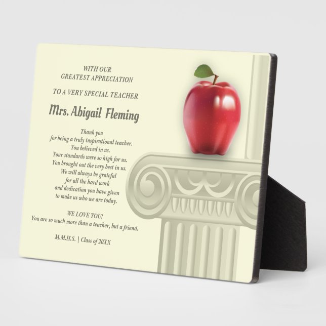 Thank You, Teacher. Education Symbols Custom Name Plaque (Side)