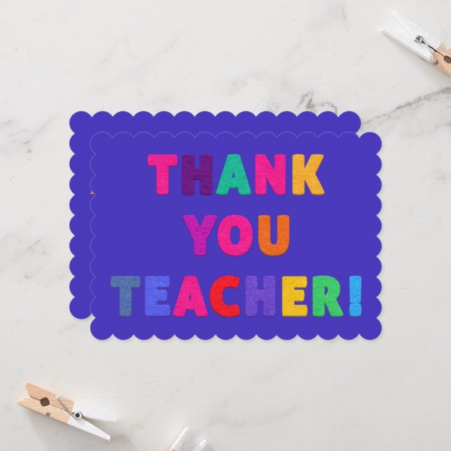 Thank You Teacher Felt Look Letters Cute (Front/Back In Situ)