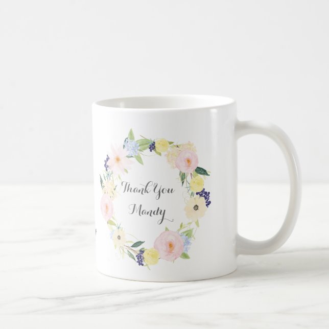 Thank you Teacher Floral Wreath Coffee Mug (Right)