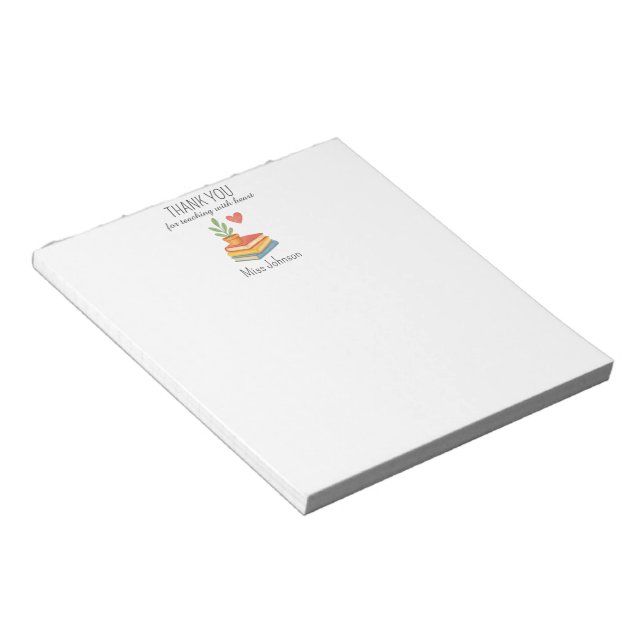Thank You Teacher – Heartfelt Appreciation Gift Notepad (Angled)