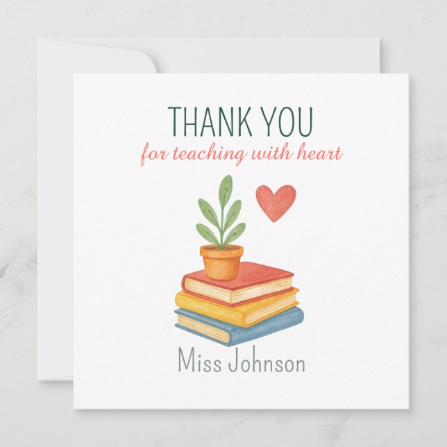Thank You Teacher – Heartfelt - Flat Card (Front)