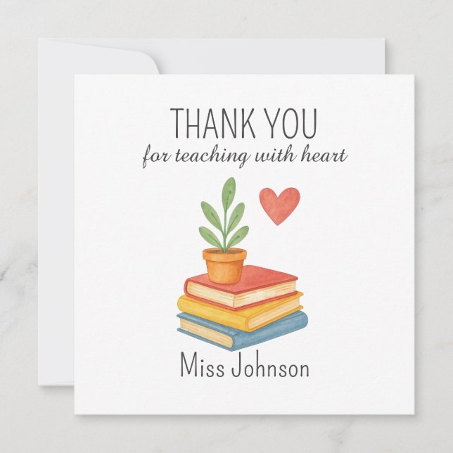 Thank You Teacher – Heartfelt - Flat Card (Front)