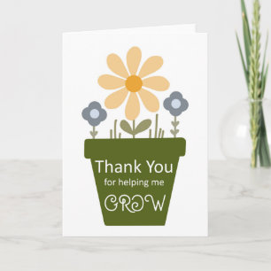 Thank You Teacher Helping Me Grow Flowers Card