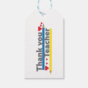 Thank you teacher - Pencils and Hearts Gift Tags