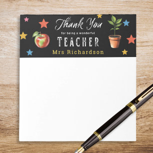 Thank You Teacher Personalised Apple Chalk Stars Notepad