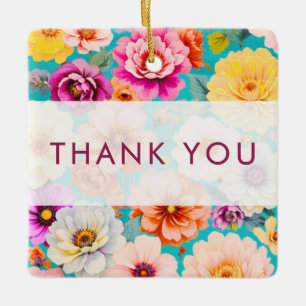 Thank You Teacher Personalised Floral Keepsake Ceramic Ornament