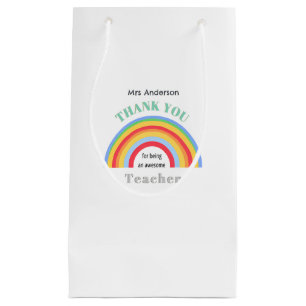Thank You Teacher Rainbow Personalized Small Gift Bag