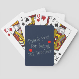 Thank You Teacher Red Apple Classroom Appreciation Playing Cards