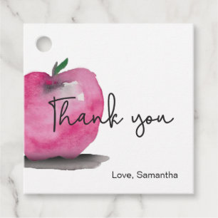 Thank you Teacher Red Apple watercolor Favour Tags