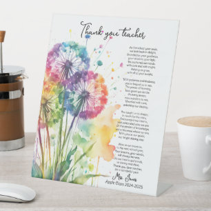 thank you teacher retirement dandelion poem pedestal sign