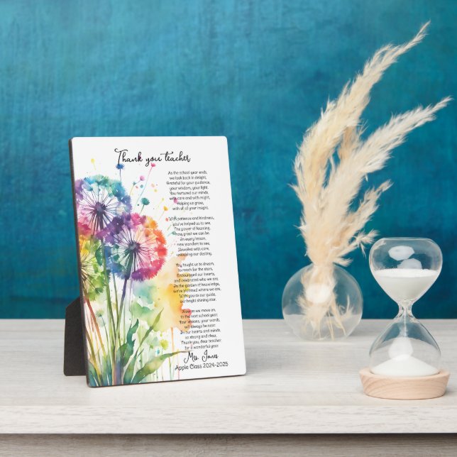 thank you teacher retirement dandelion poem plaque (Side)