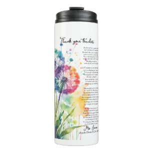 thank you teacher retirement dandelion poem thermal tumbler