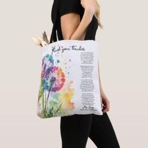 thank you teacher retirement dandelion poem tote bag