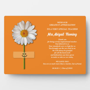 Thank You, Teacher. Smiling Daisy Custom Gift Plaque