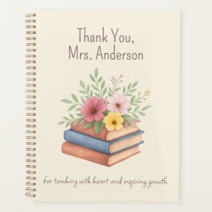 Thank You Teacher – Watercolor Books & Flowers -  Planner