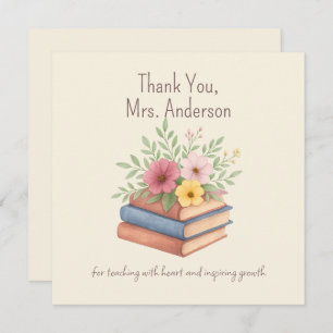 Thank You Teacher – Watercolor Flowers - flat card