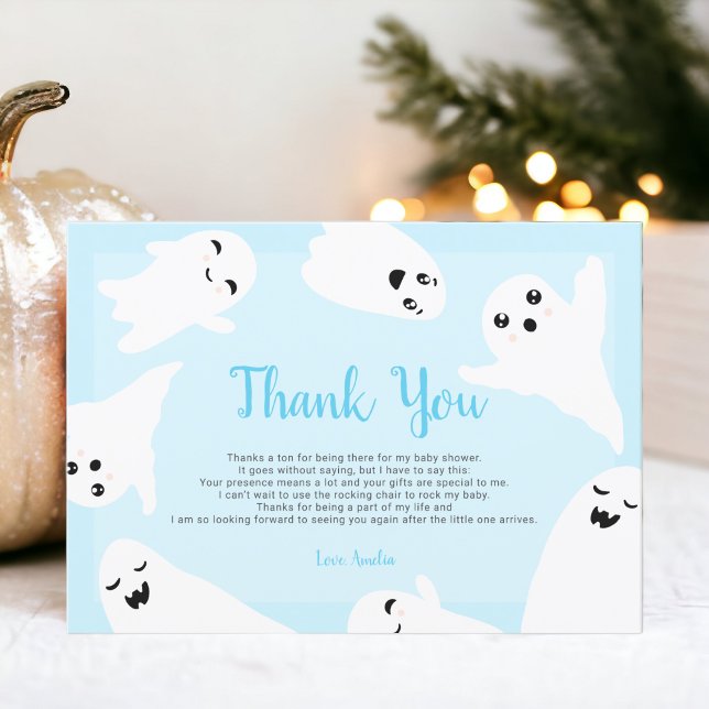 Thank you teal blue Halloween ghosts baby shower (Thank you teal blue Halloween ghosts baby shower)
