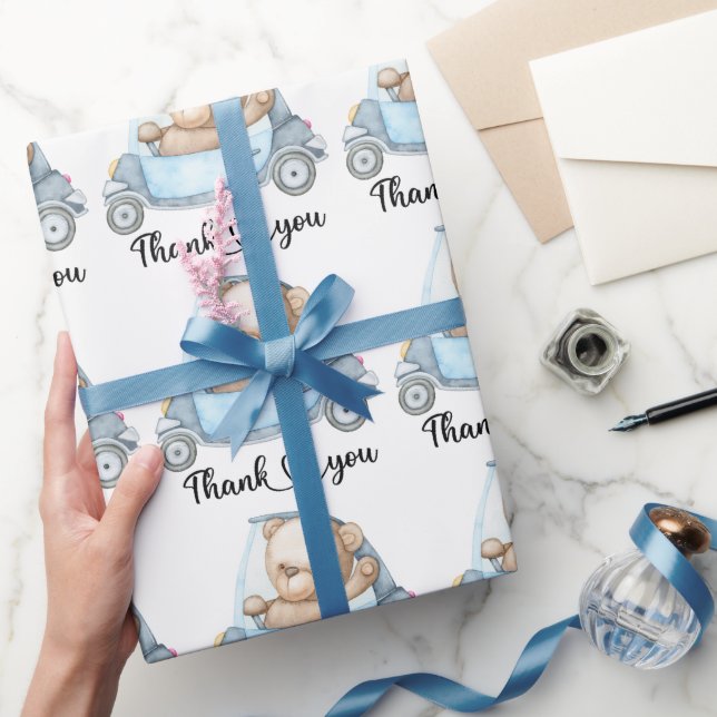 Thank You Teddy Bear Baby Shower Collectie Wrappin Wrapping Paper (Gifting)