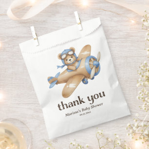 Thank You Teddy Bear Pilot Baby Boy Shower Favour Bags