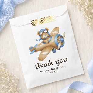 Thank You Teddy Bear Pilot Baby Boy Shower Favour Bags