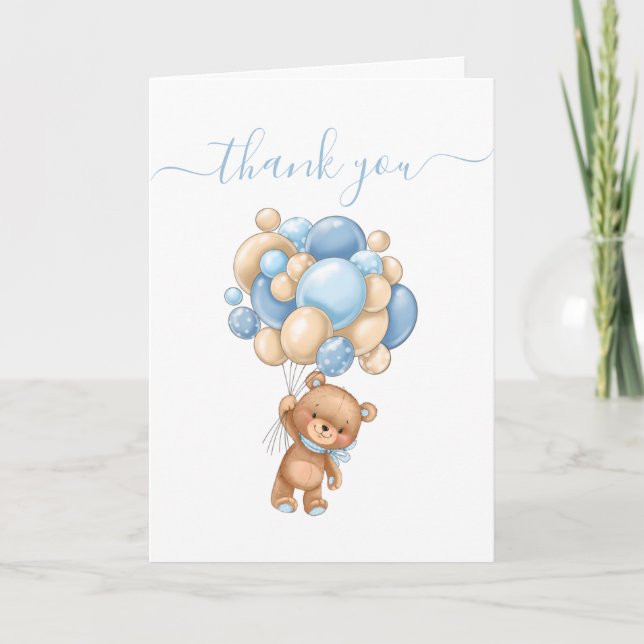 Thank you Teddy Wonderful Balloons Card (Front)