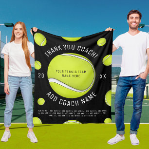 Thank You Tennis Coach Add Your Team Players Names Fleece Blanket