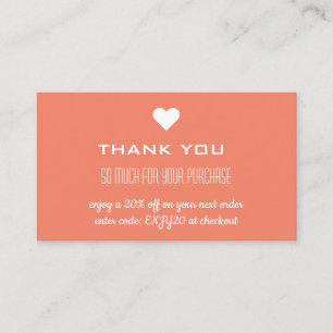 Thank You Terracotta Discount Heart Business Card