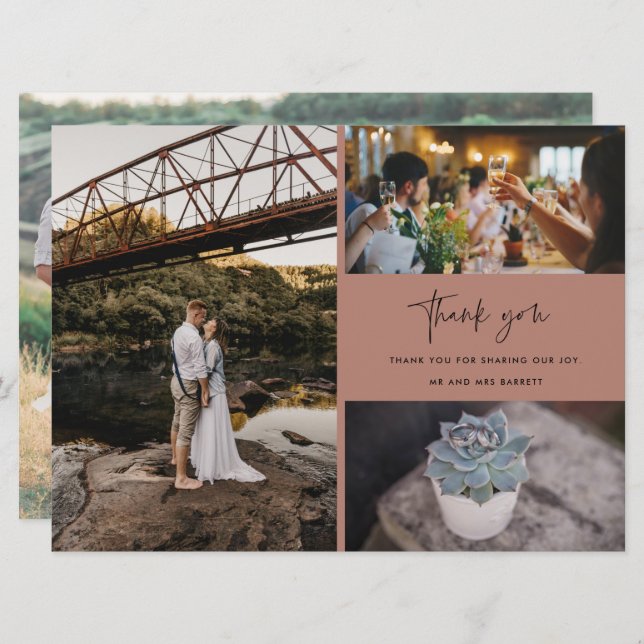 Thank You Terracotta Photo Collage Wedding (Front/Back)