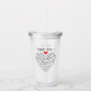 Thank You Text Acrylic Tumbler with Heart