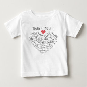 Thank You Text Baby T-Shirt with Heart