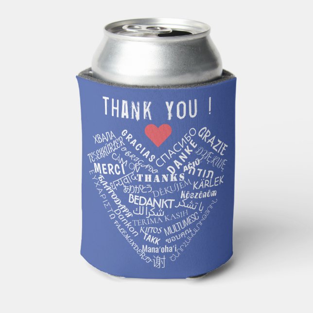 Thank You Text Can Cooler Gift Choose Colours (Can Back)
